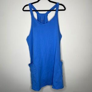 Sincerely Jules Active Blue Racerback Pocket Dress XL Lightweight Cotton Blend
